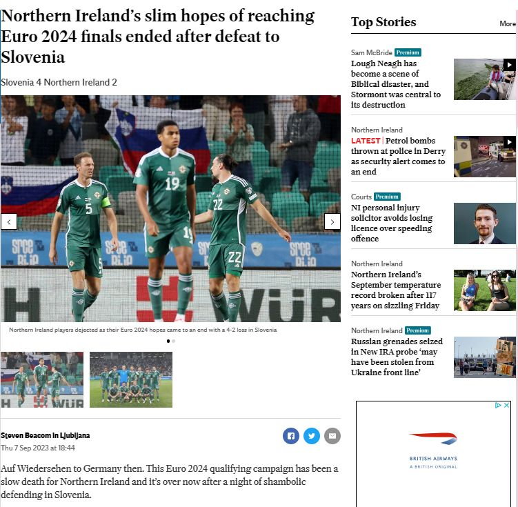 Media w Irlandii Północnej nie wierzą w awans do Euro 2024