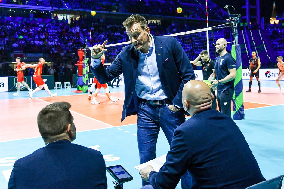 Tuomas Sammelvuo podczas ubiegłorocznego finału Ligi Mistrzów w Turynie, gdzie ZAKSA sięgnęła po trzeci triumf z rzędu.