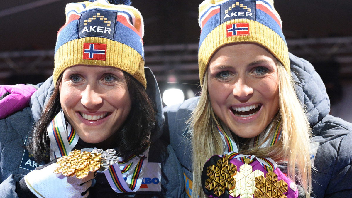 Marit Bjoergen i Therese Johaug