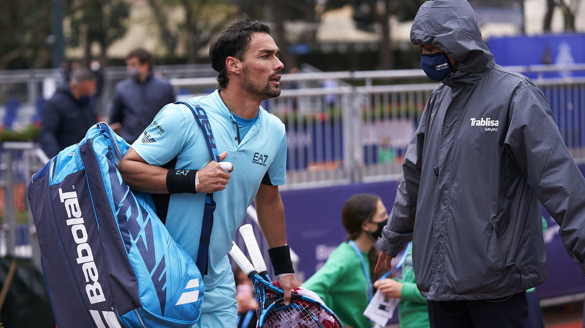 Fabio Fognini w rozmowie z sędzią spotkania