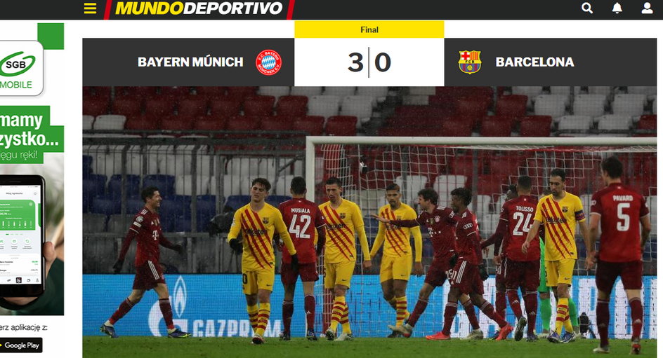 "Mundo Deportivo" zwraca uwagę, że Bayern znów upokorzył Katalończyków