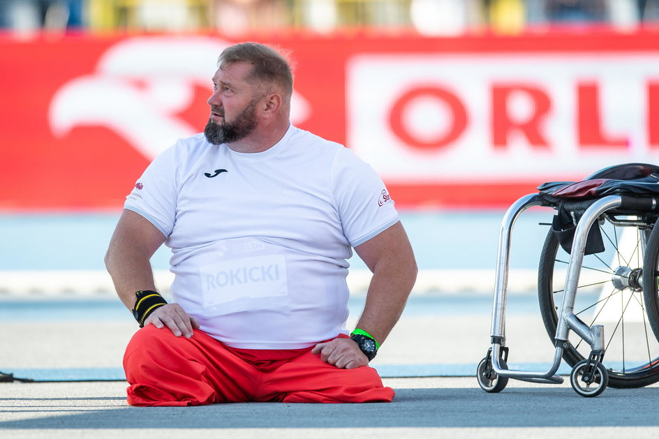 Janusz Rokicki podczas lekkoatletycznych mistrzostw Europy osób z niepełnosprawnością (2021 r.)