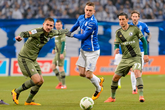 PIŁKA NOŻNA LIGA POLSKA LECH POZNAŃ LEGIA WARSZAWA (Artur Jędrzejczyk Maciej Gajos Michaił Aleksandrow)