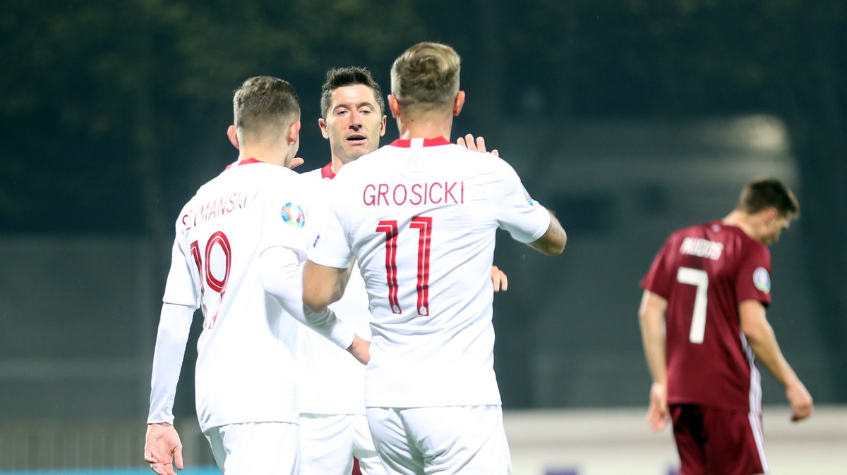 Robert Lewandowski, Kamil Grosicki i Piotr Zieliński