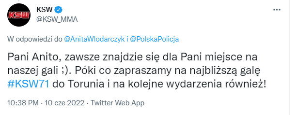 Wpis KSW na Twitterze