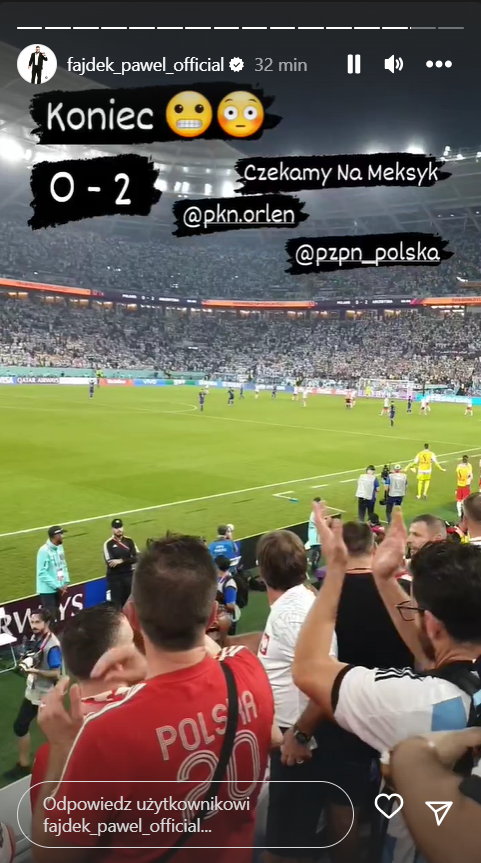 Paweł Fajdek na stadionie podczas meczu Polska - Argentyna