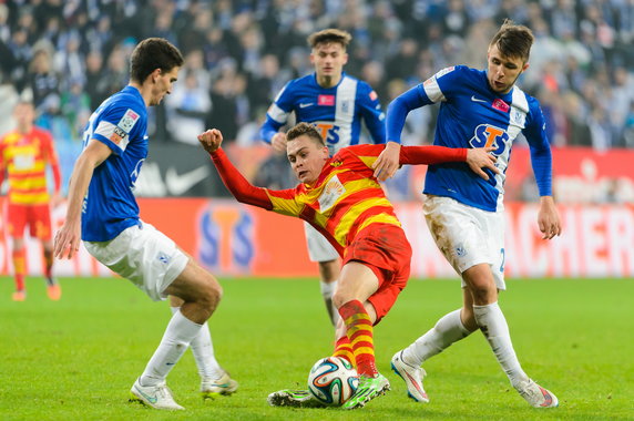 PIŁKA NOŻNA LIGA POLSKA LECH JAGIELLONIA (Marcin Kamiński Maciej Gajos Dariusz Formella)