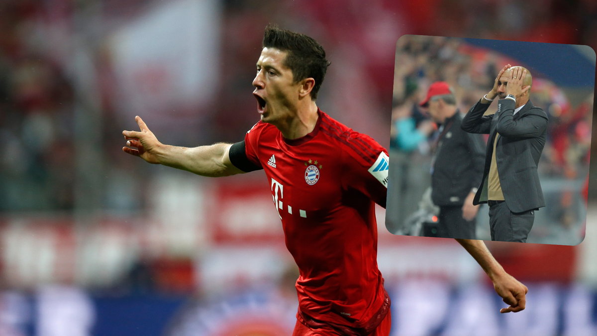 Robert Lewandowski w meczu z Wolfsburgiem i Pep Guardiola