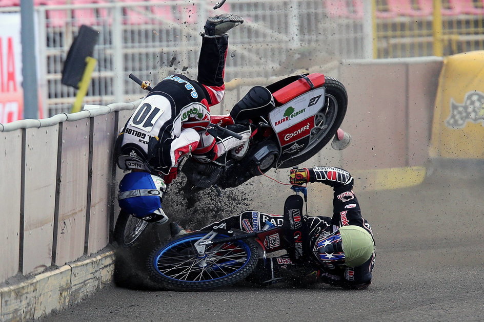 Renat Gafurow i Oskar Ajtner-Gollob podczas zderzenia