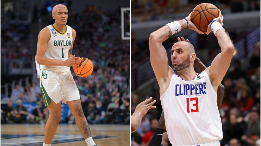 Jeremy Sochan i Marcin Gortat