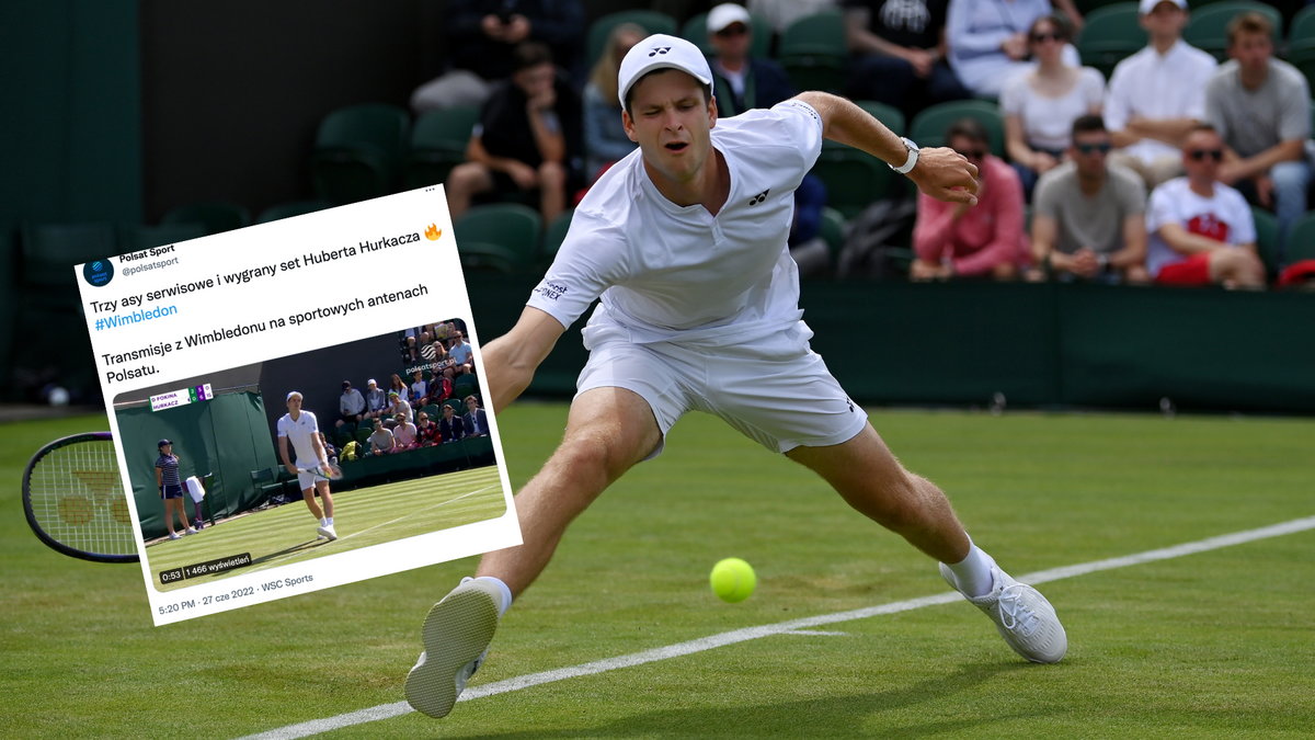 Hubert Hurkacz wrócił z dalekiej podróży, ale ostatecznie przegrał w pierwszej rundzie Wimbledonu (twitter.com/polsatsport)