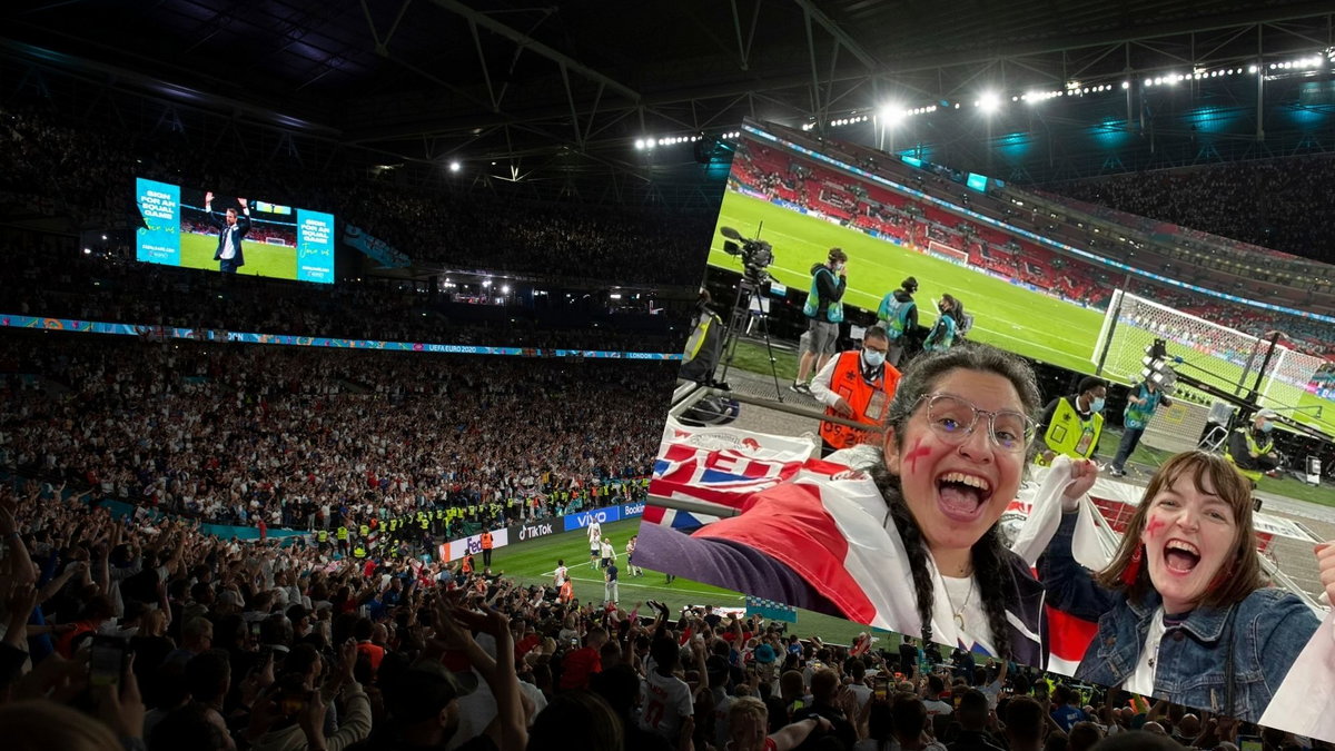 Nina Farooqui z koleżanką na Wembley