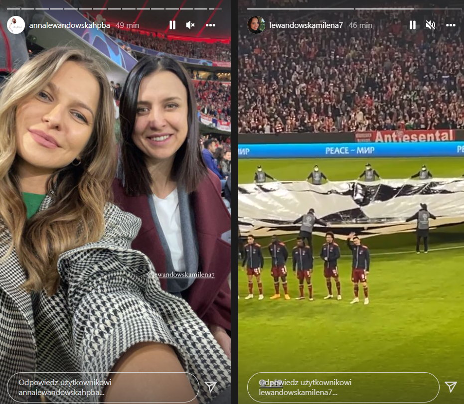 Anna Lewandowska i Milena Lewandowska-Miros na meczu Bayern - Villarreal