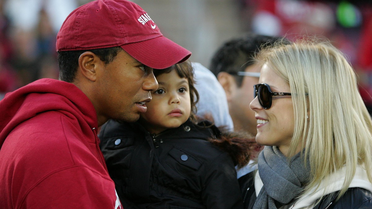 Tiger Woods z żoną Elin Nordegren i córką Sam