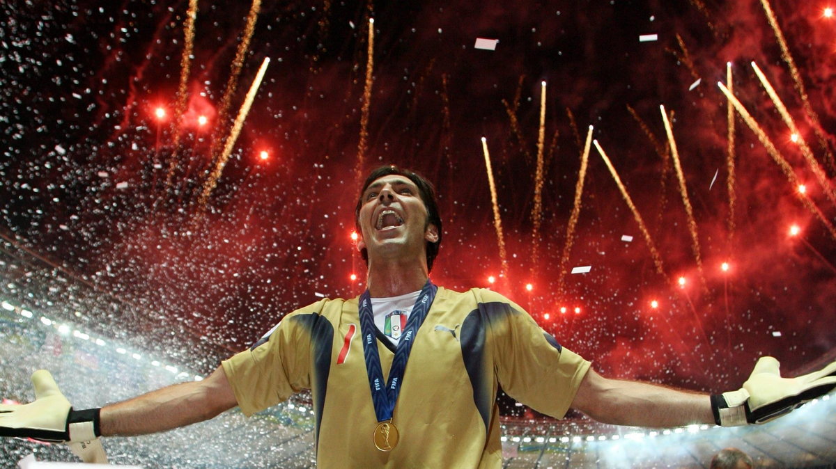 Italian Gianluigi Buffon celebrates after the final of the 2006 FIFA World...