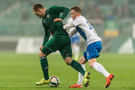 PIŁKA NOŻNA EKSTRAKLASA ŚLĄSK WROCŁAW LECH POZNAŃ (Maciej Gajos Tomasz Hołota )