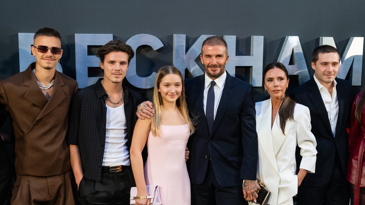 David Beckham z żoną i dziećmi