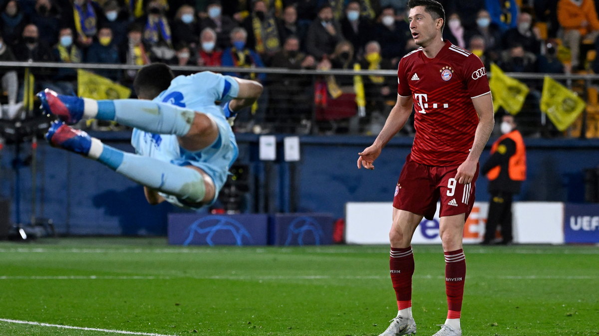 Robert Lewandowski podczas meczu Villarreal - Bayern Monachium