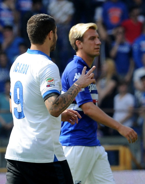 Mauro Icardi i Maxi Lopez na meczu w 2014 r.