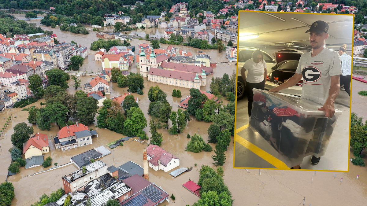 Kłodzko po powodzi i tenisista Jan Zieliński z darami dla powodzian