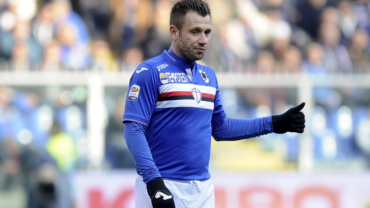 Sampdoria's Antonio Cassano in action during their Italian Serie A soccer match against Napoli at the Marassi stadium in Genoa