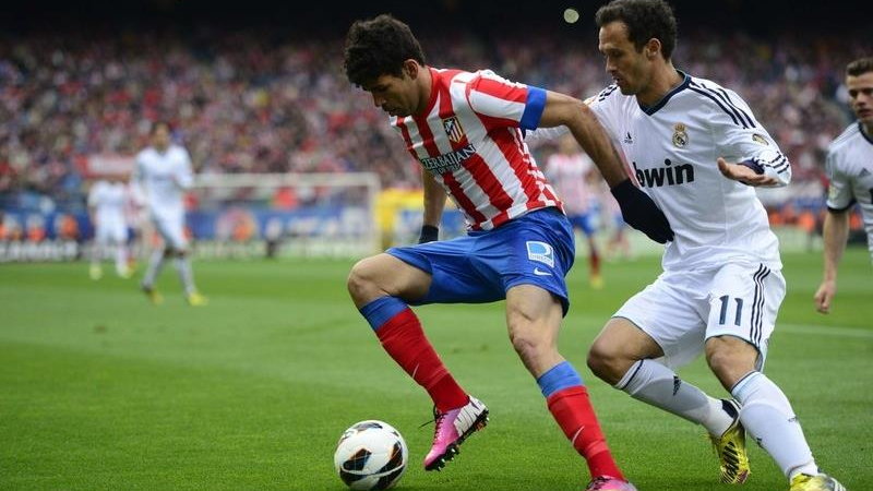 Diego da Silva Costa i Ricardo Carvalho w meczu Atletico Madryt - Real Madry