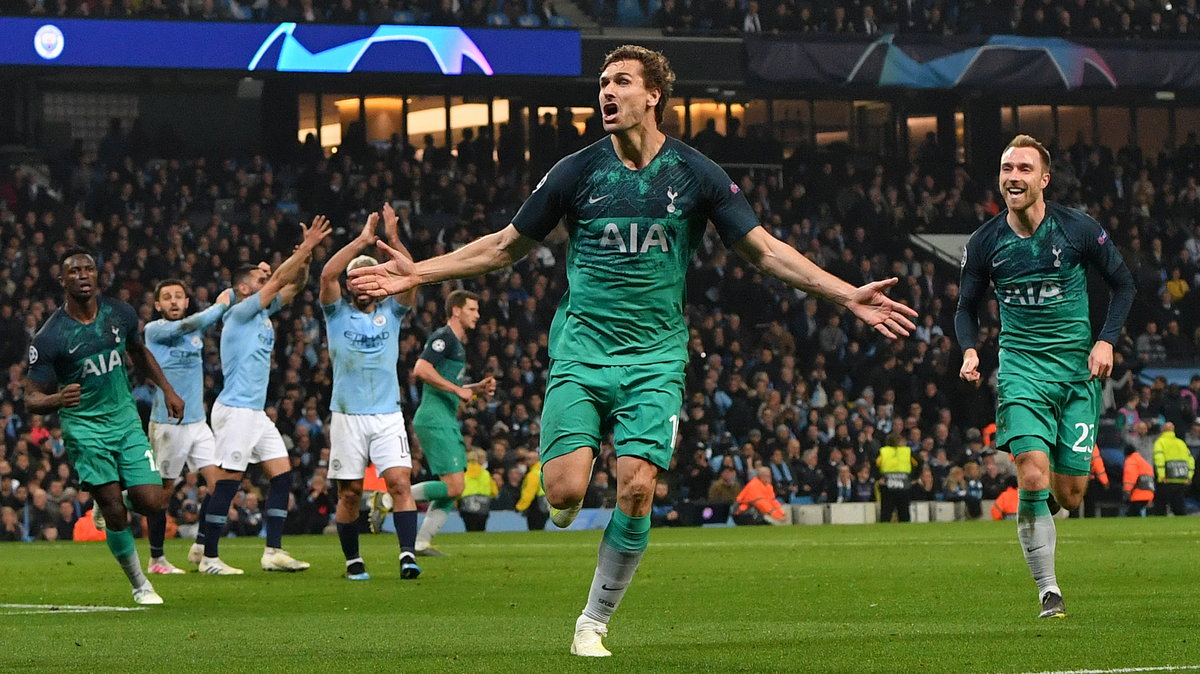 Fernando Llorente (Tottenham) strzelił gola w meczu z Manchesterem City w Lidze Mistrzów