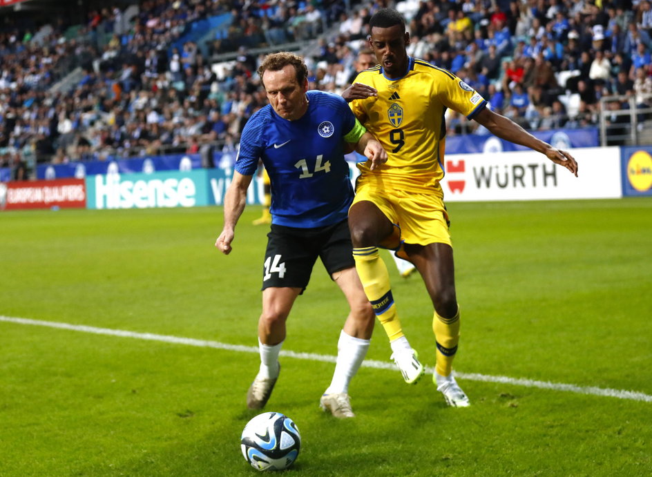 Konstantin Vassiljev w meczu eliminacji EURO 2024 Estonia - Szwecja we wrześniu 2023 r.