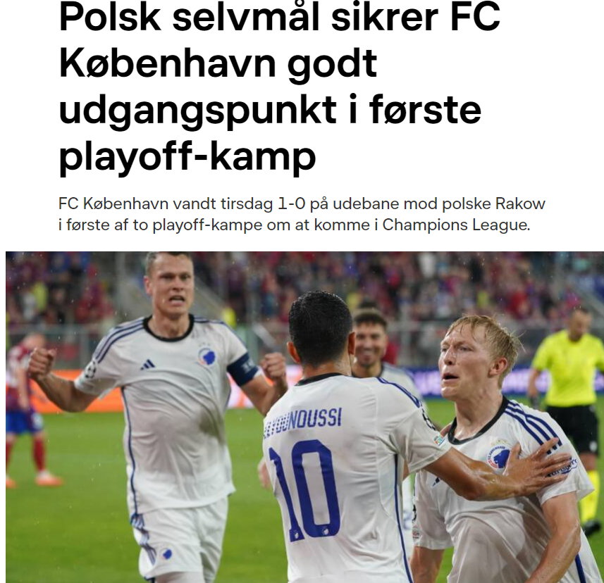 Duńczycy doceniali klasę Rakowa w starciu z FC Kopenhaga