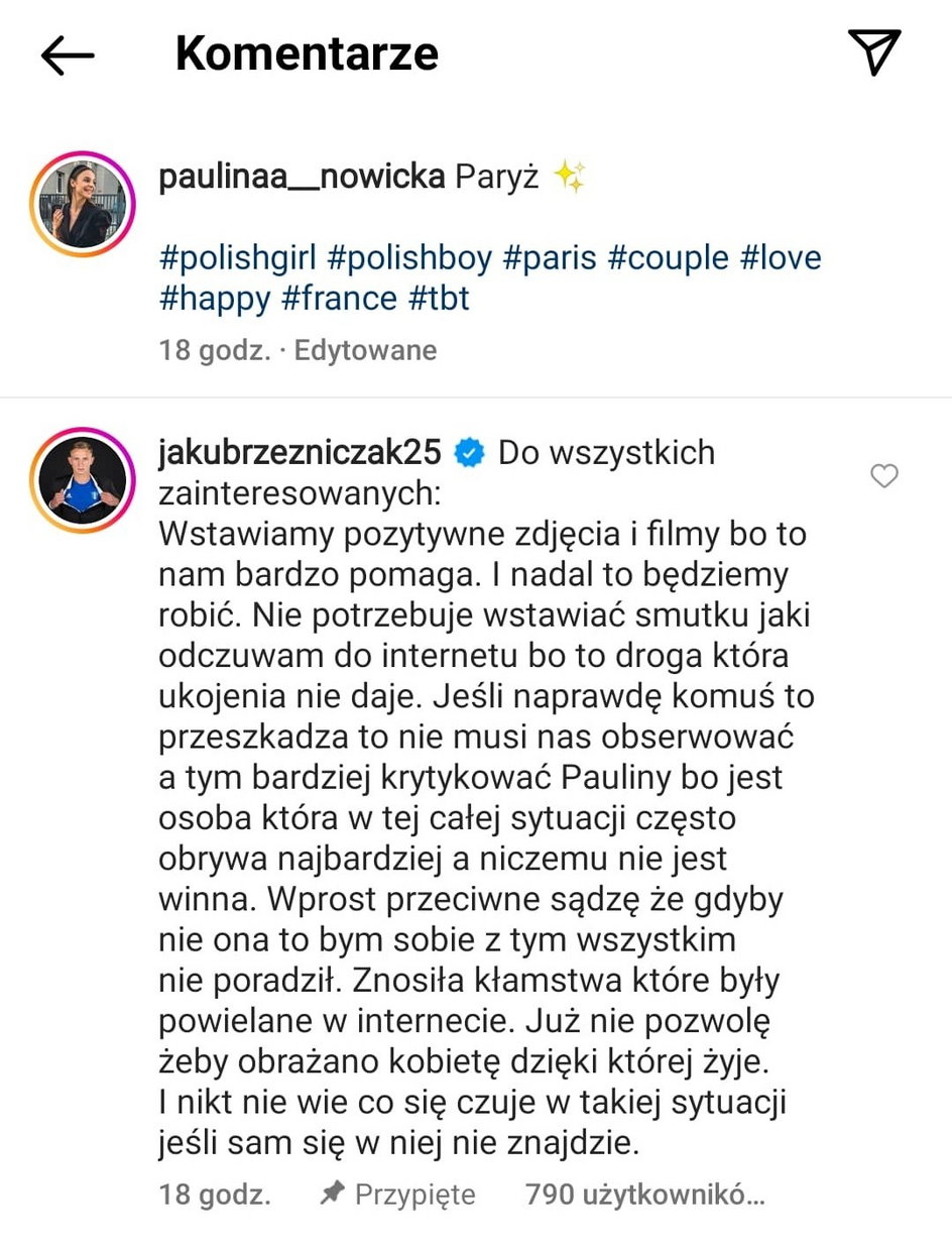 Jakub Rzeźniczak broni swojej partnerki