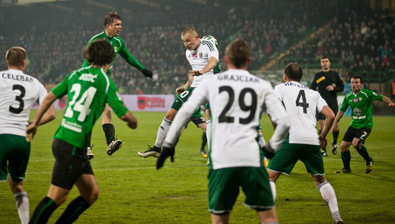 PIŁKA NOŻNA EKSTRAKLASA GÓRNIK ŁĘCZNA ŚLĄSK WROCŁAW (Piotr Celeban Peter Grajcar Kamil Dankowsk)