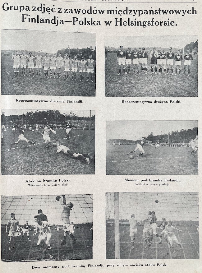 Galeria zdjęć z meczu z Finlandią, który odbył się we wrześniu 1923 r.