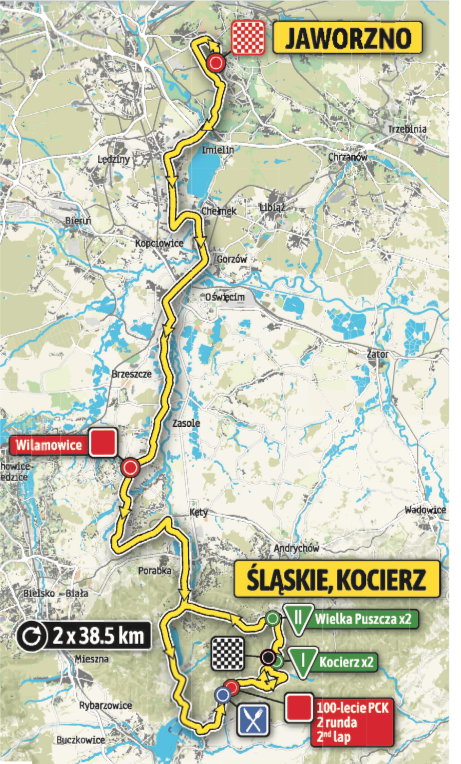 Trasa 4. etapu Tour de Pologne 2019