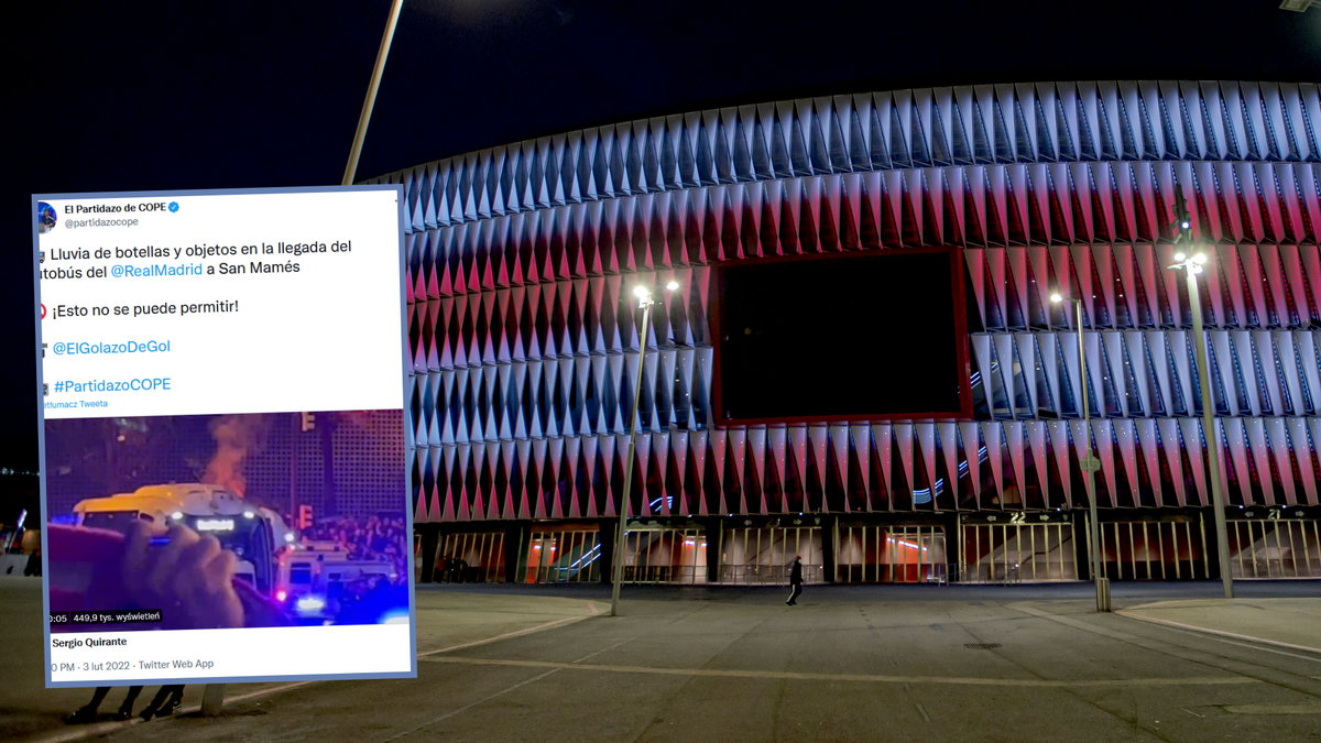 Przed dojazdem na stadion San Mames w Bilbao autokar Realu został obrzucony różnymi przedmiotami