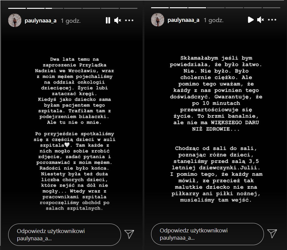 Screen z Instastory Pauliny Piątek