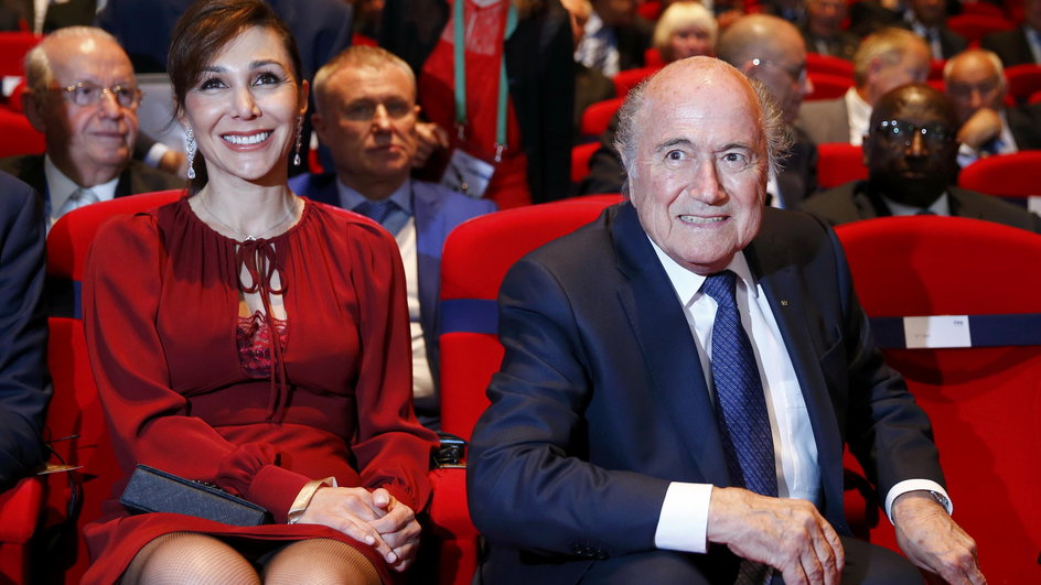 FIFA President Blatter and Barras arrive for opening ceremony of 65th FIFA Congress in Zurich