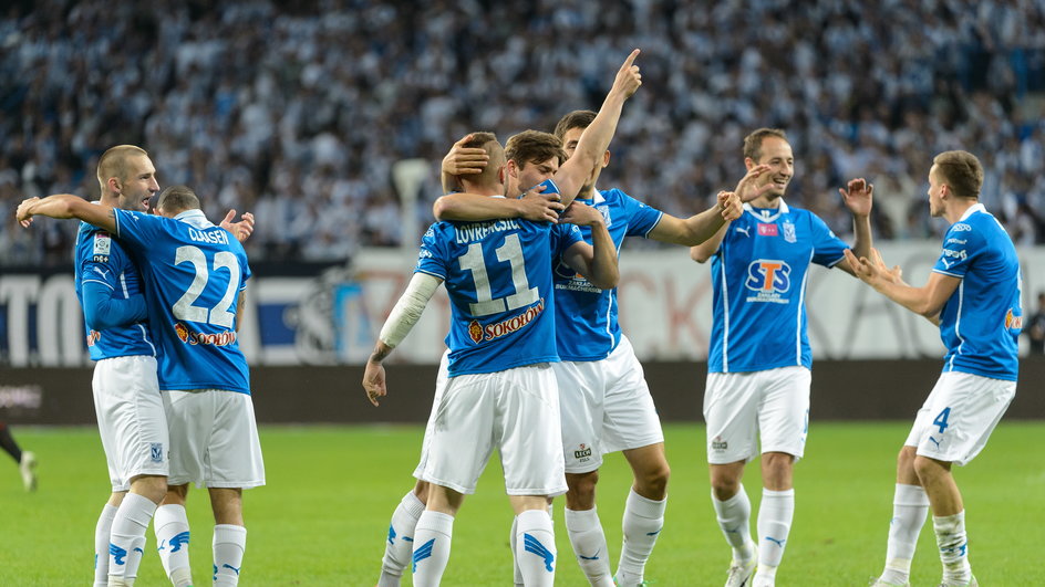 PIŁKA NOŻNA LIGA POLSKA LECH POZNAŃ GÓRNIK ZABRZE (Szymon Pawłowski Daylon Claasen Gergo Lovrencsics Karol Linetty Łukasz Trałka Tomasz Kędziora )