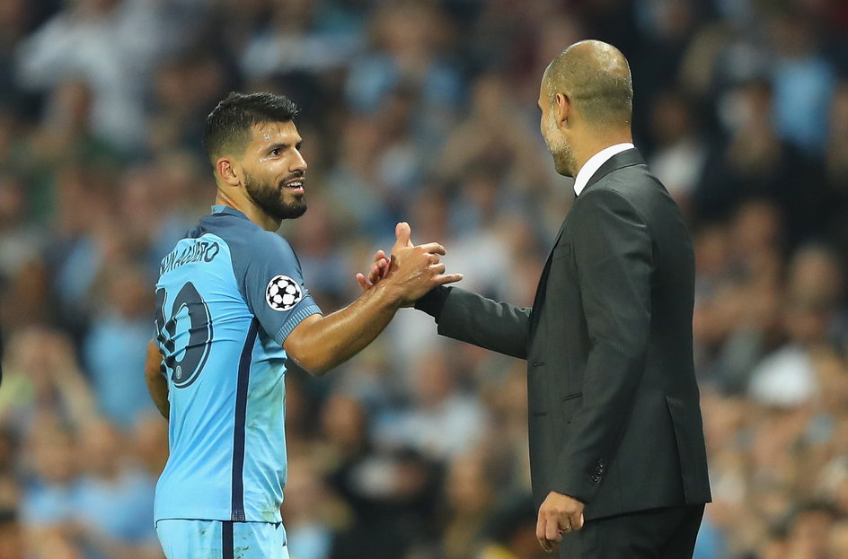 Sergio Aguero i Pep Guardiola, 2016 r.