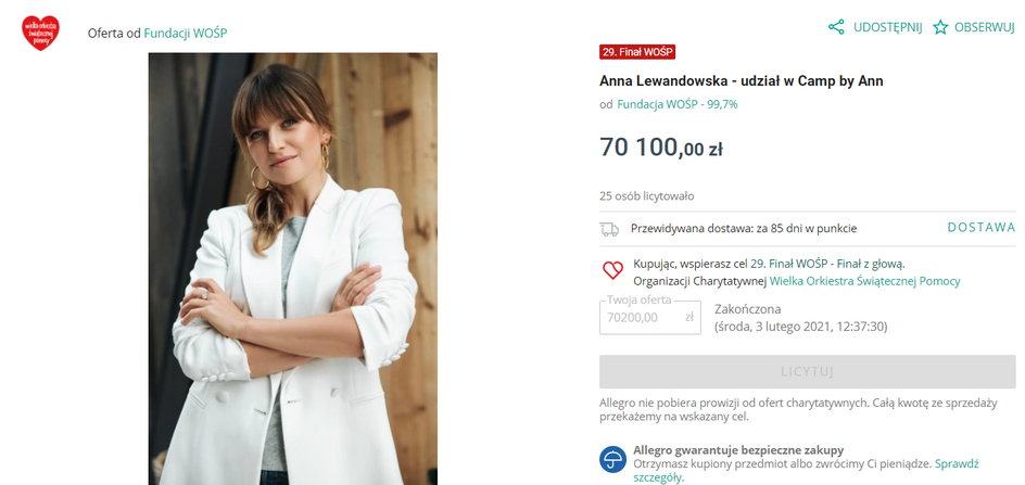 Wylicytowano zaproszenie na obóz Anny Lewandowskiej