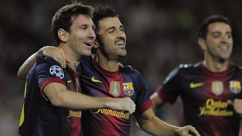 Barcelona - Spartak/Lionel Messi i David Villa