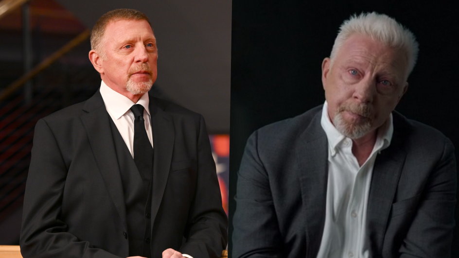 Boris Becker w lutym 2023 r. (po lewej) i w kwietniu 2022 r. (screen: tv.apple.com)