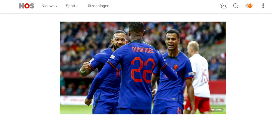Portal "NOS" ocenił wygraną Holandii z Polską