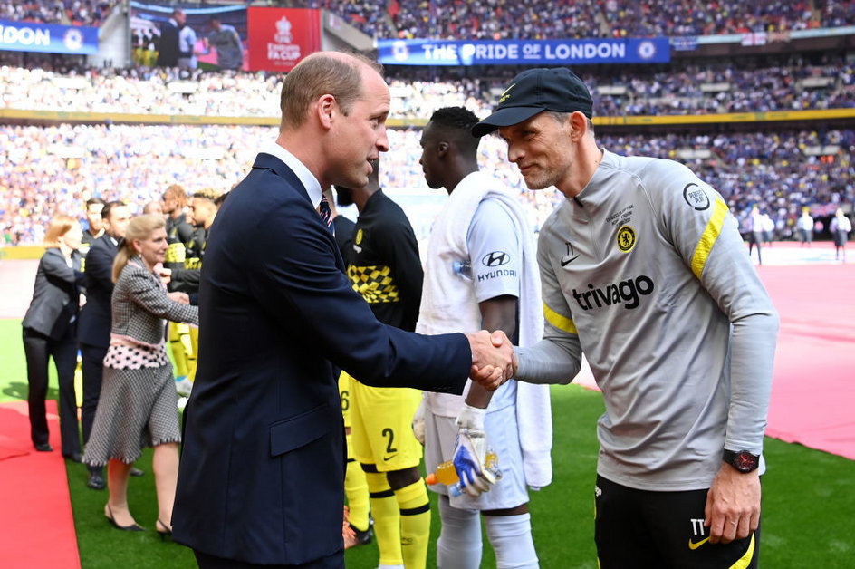 Książe William oraz Thomas Tuchel, który niedawno został zwolniony z Chelsea