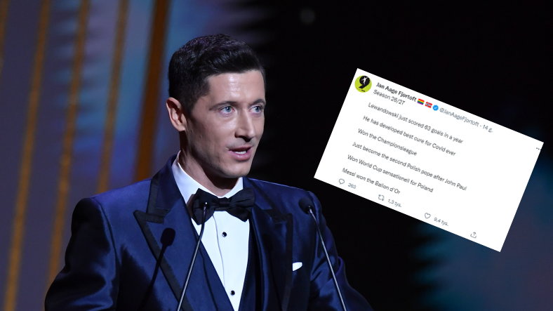 Robert Lewandowski na gali Złotej Piłki