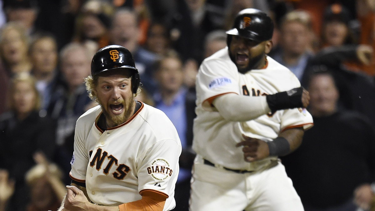 Hunter Pence (L) i Pablo Sandoval (P) - zawodnicy San Francisco Giants