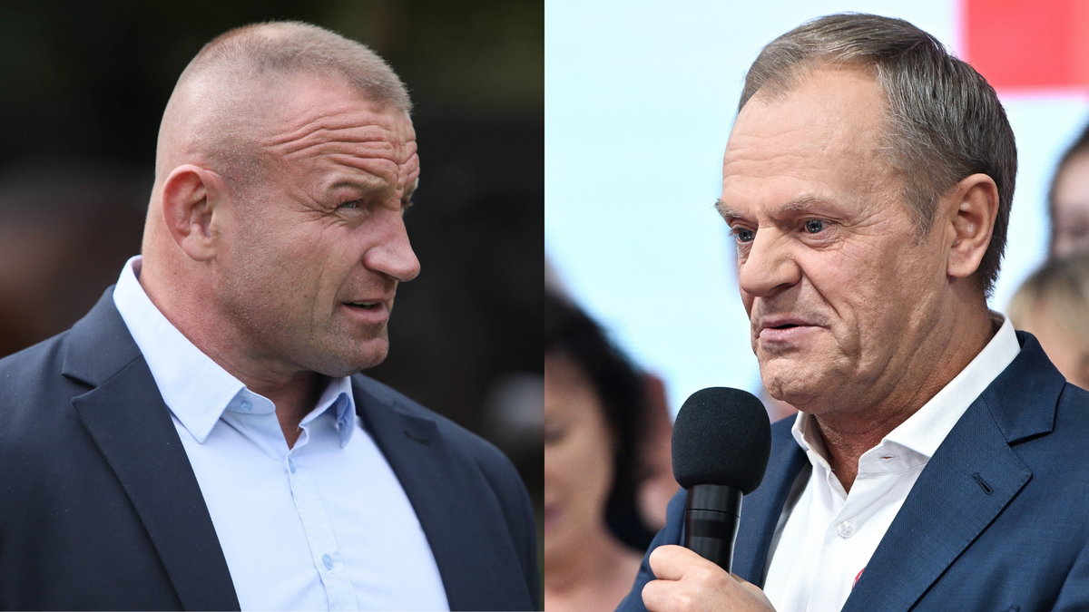 Od lewej: Mariusz Pudzianowski i Donald Tusk