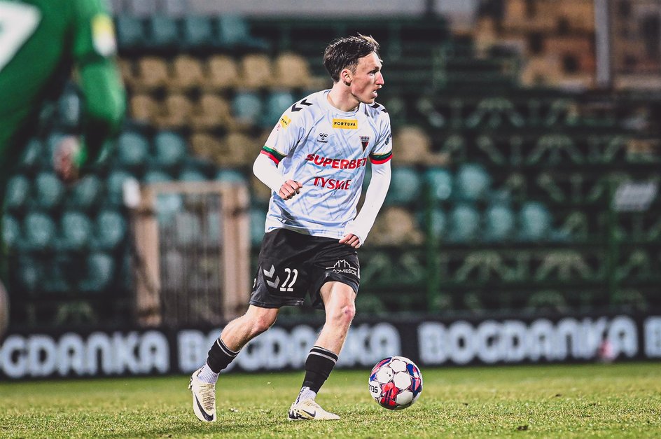 Julius Ertlthaler in the colours of GKS Tychy during the match against Wisła in Kraków