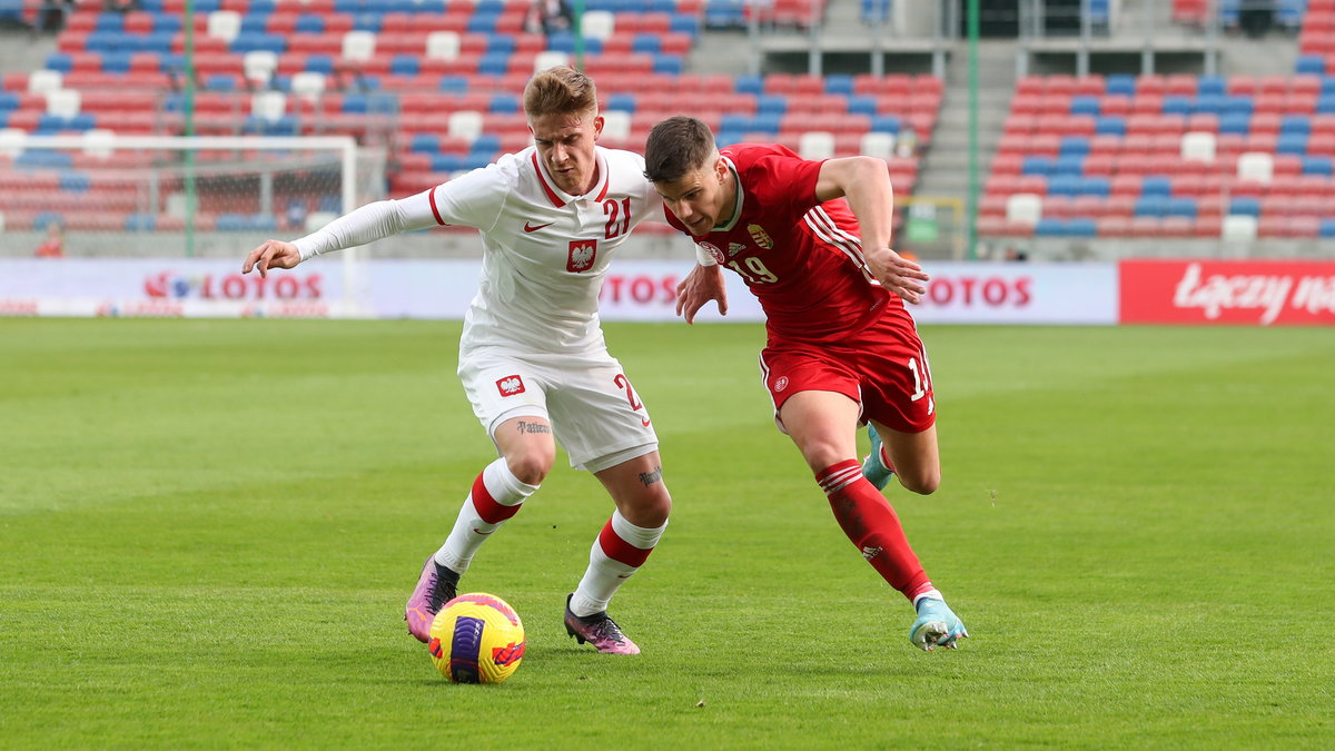 Michał Skóraś podczas meczu Polska U-21 - Węgry U-21