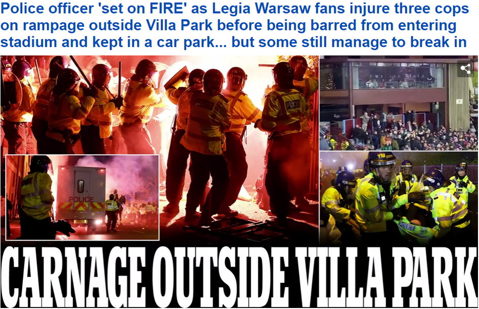 "Daili Mail" donosi o wydarzeniach spod stadionu Villa Park