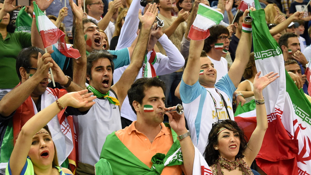 Kibice Iranu podczas meczu w Kraków Arenie